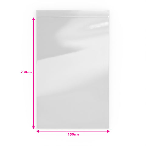 Grip Seal Bags Clear 230 x 150 mm