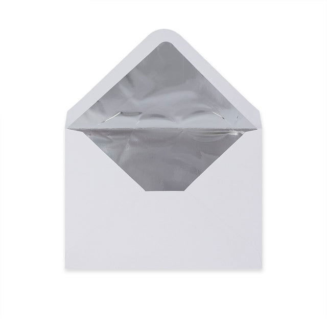 Paper Lined Envelopes White + Silver Foil 114 x 162 mm (C6)