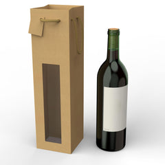 Wine Bottle Gift Bag Manila 89 x 98 x 380 mm Window