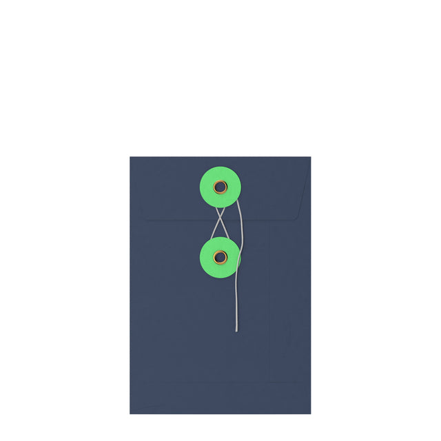 Coloured envelopes with string and washer closure Navy Blue + Green 162 x 114 mm (C6)
